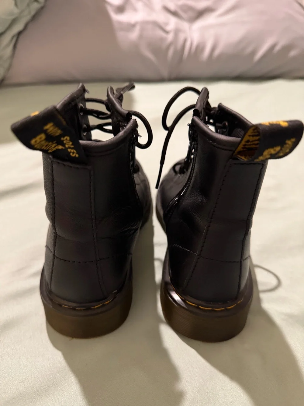 Doc Dr. Martens 1460 J Side Zipper and Lace Up Black Boots Size 2